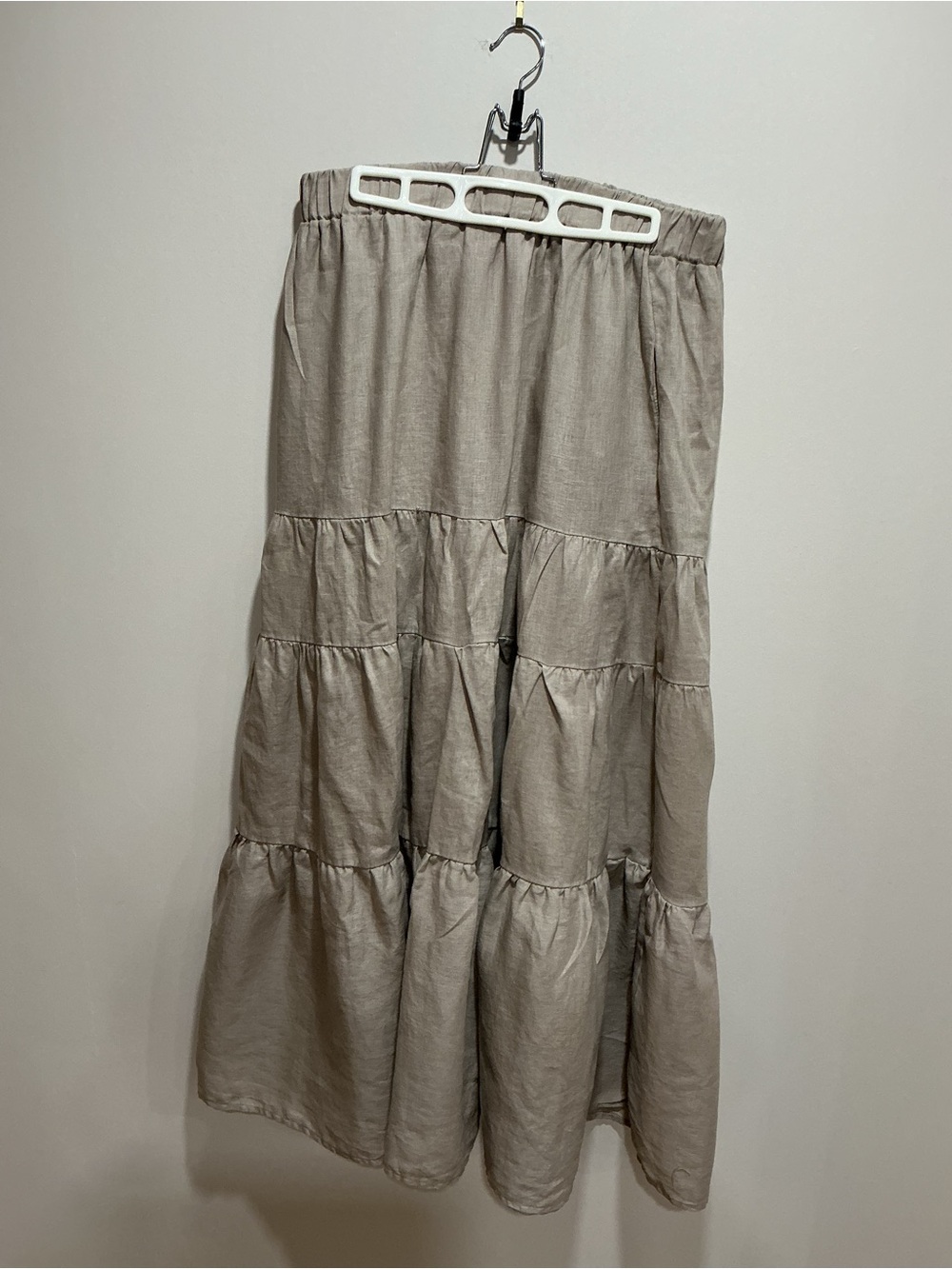 Bailey linen women’s Tiered Maxi Skirt - Light Taupe size XL